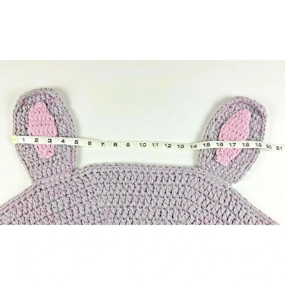 Handmade Crochet Small Area Rug Animal Mouse, Bunny, Bear, Play Rug Soft Nursery